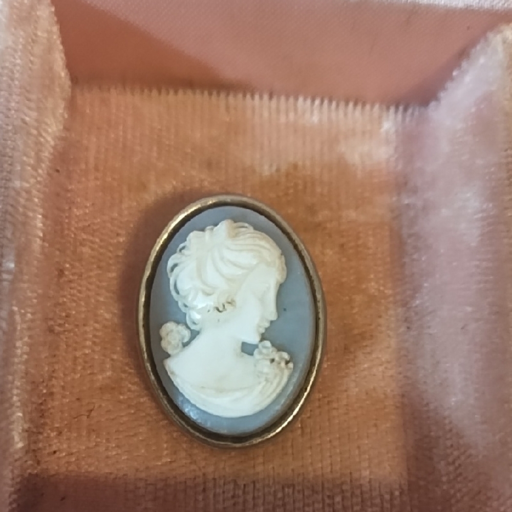 Vintage-Inspired Cameo Brooch in Gold and White